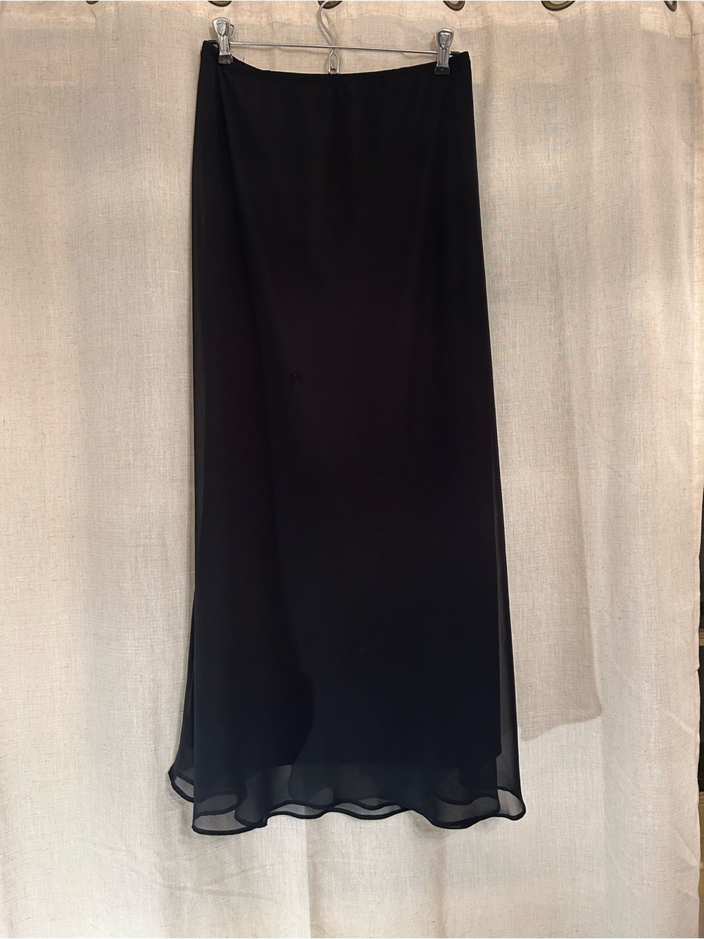 MSK Black Sheer Overlay Maxi Skirt XL Flowy Ruffle Hem Work Event